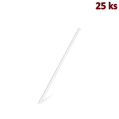 Slámky papírové rovné, bílé 20 cm, Ø 6 mm [25 ks]