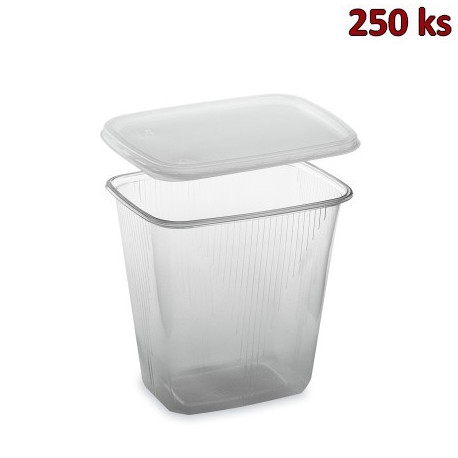 Miska hranatá průhledná 500 ml + víčko (PP) [2 x 250 ks]
