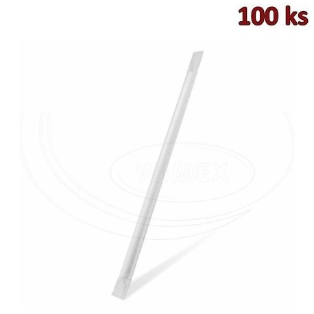 Slámka papírová JUMBO bílá 25 cm, Ø 8 mm hygienicky balená [100 ks]