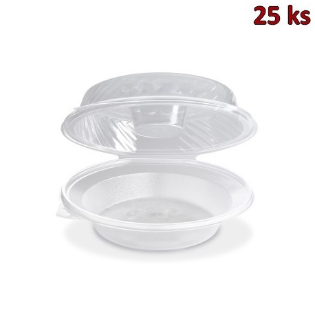 Salátová miska průhledná s víčkem na dresink misku, 1600 ml (PP) [25 ks]
