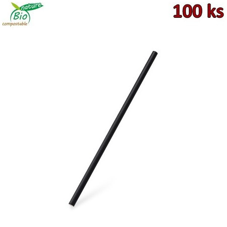 Slámka papírová JUMBO černá 25 cm, Ø 8 mm [100 ks]