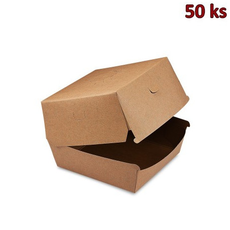 Box na hamburger hnědý 13,5 x 13,5 x 10 cm, nepromastitelný [50 ks]