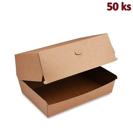Box na hamburger hnědý 13,5 x 13,5 x 10 cm, nepromastitelný [50 ks]