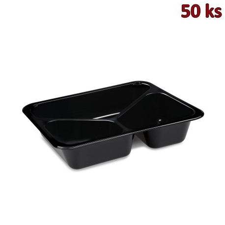 Menu vanička (PP) 3-dílná 227x178x49mm, černá [50 ks]