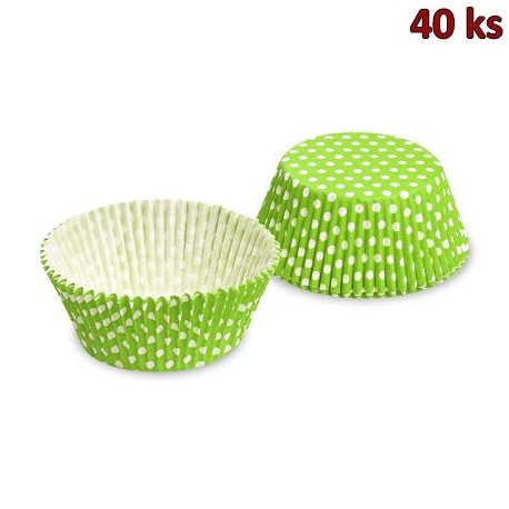 Cukrářský košíček - Puntíky, žlutozelený Ø 50 x 30 mm (PAP) [40 ks]
