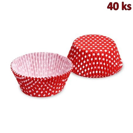 Cukrářský košíček - Puntíky, červený Ø 50 x 30 mm (PAP) [40 ks]