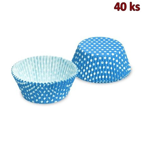Cukrářský košíček - Puntíky, modrý Ø 50 x 30 mm (PAP) [40 ks]