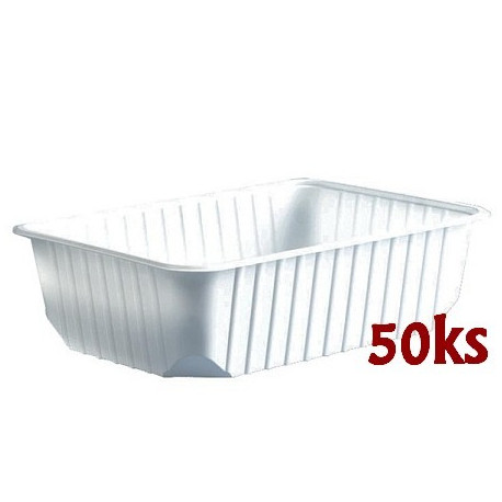 Plastová vanička hranatá bílá 750 ml (PP) [50 ks]