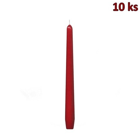 Svíčka kónická červená 245 mm [10 ks]