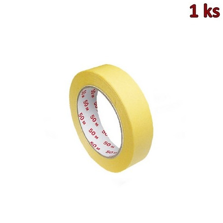 Lepící páska krepová, žlutá 50 m x 25 mm [1 ks]
