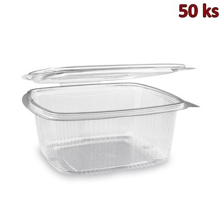 Plastová krabička s víčkem hranatá 1500 ml rPET [50 ks]